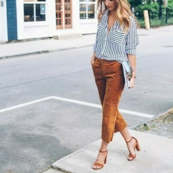 Navy and White striped button down blouse - Picture 7 of 7